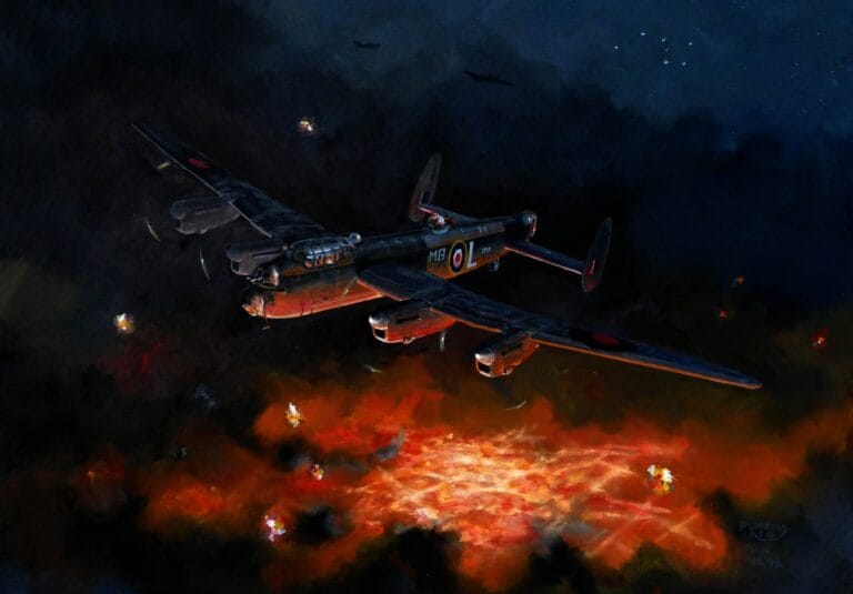 Schilderij vliegtuig Lancaster